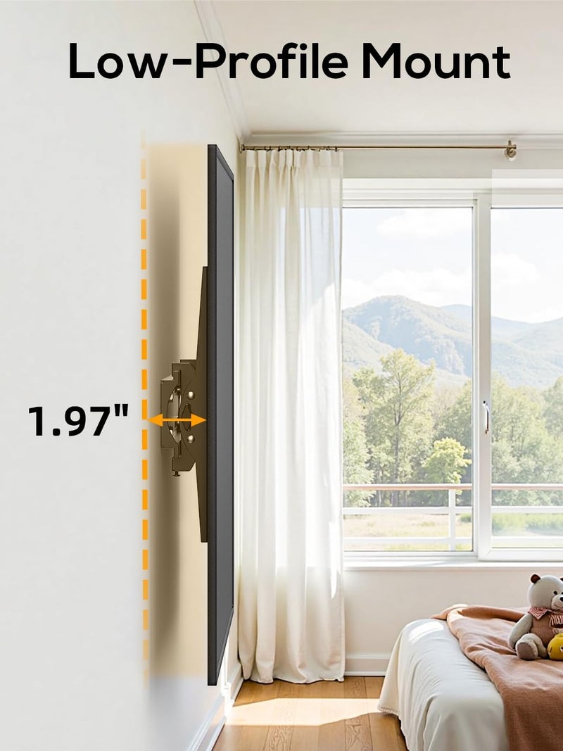 IWORKBOARD 40 50 55 inch Tilting TV Wall Mount for 24-65 '' TVs, Low Profile TV Mount, Ultra Slim Wall Mounts TVs Bracket, Max VESA 400x400mm, 99 lbs & 16 inch Studs, Fit Most 32+ 42 43 45 Screen - Image 2